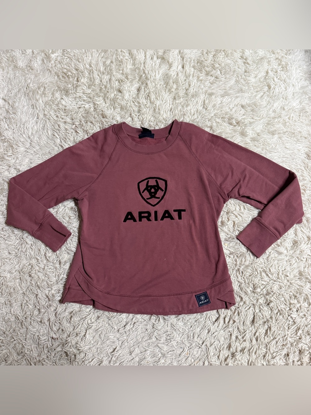 Women’s Large Pink Ariat Long Sleeve Horseback Riding Sweater Top. Good Cond.
